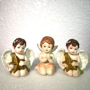 Set Of 3 Ceramic Cherubs Angels Heavenly Cherubs & Home Interiors Four Seasons